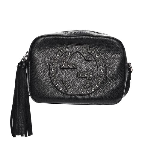 gucci pebbled calfskin soho wristlet|GUCCI Pebbled Calfskin Small Soho Disco Bag Black.